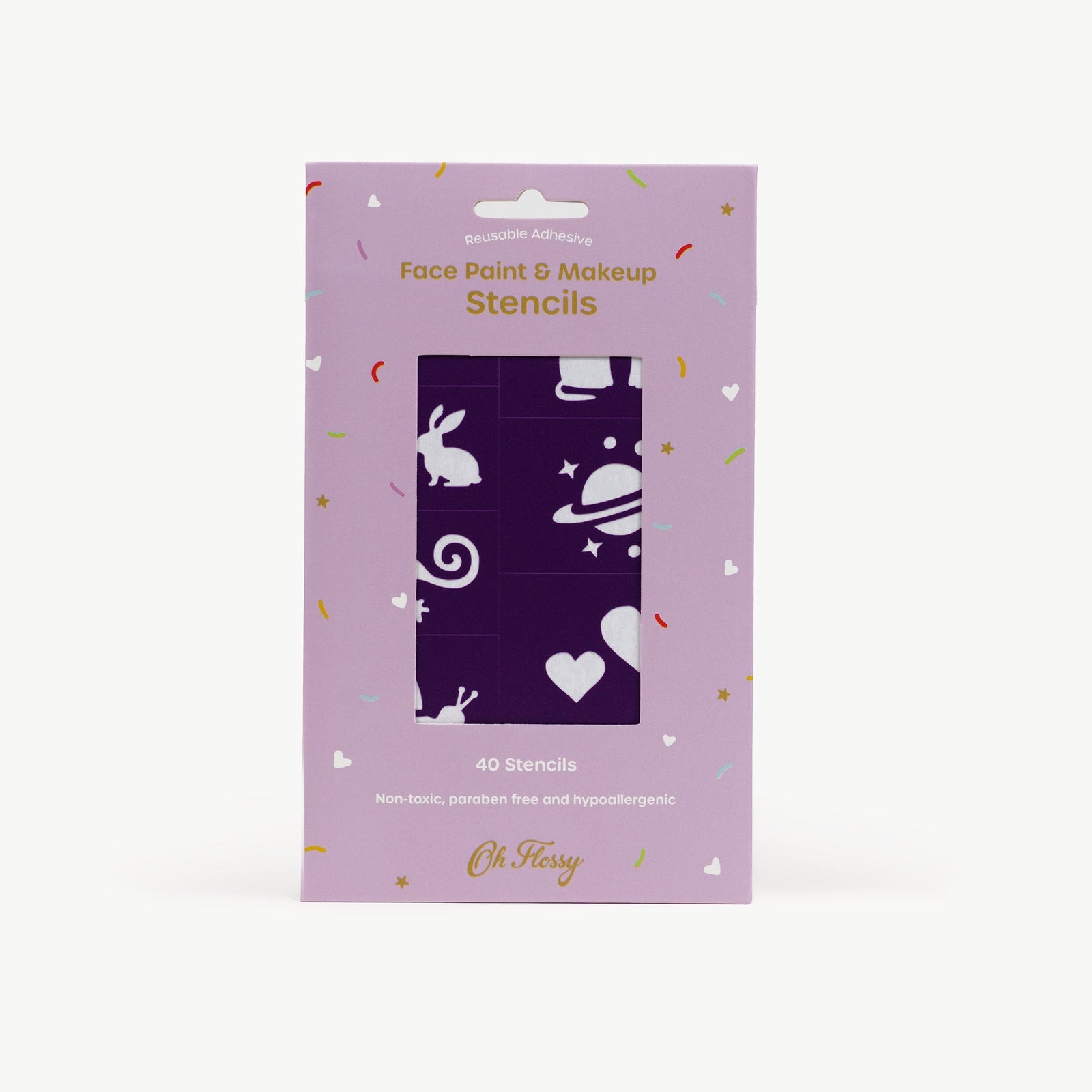 Oh Flossy Reusable Adhesive Face Paint & Makeup Stencils - Purple